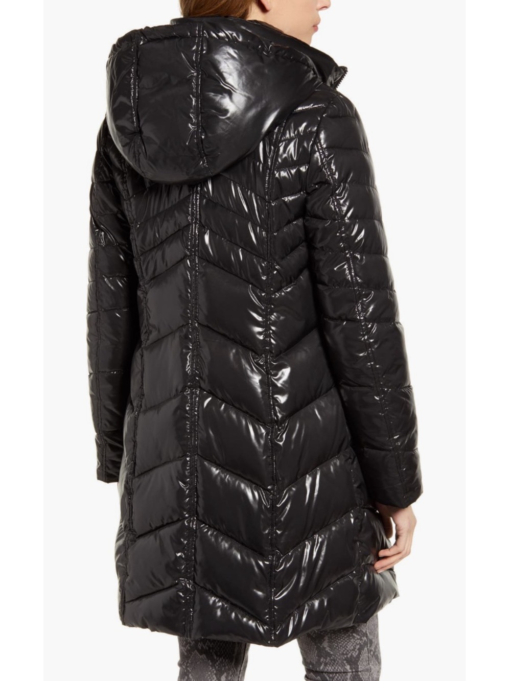 Sam Edelman Long Hooded Puffer Coat Removable Hood Black XXL NWT - Picture 3 of 12